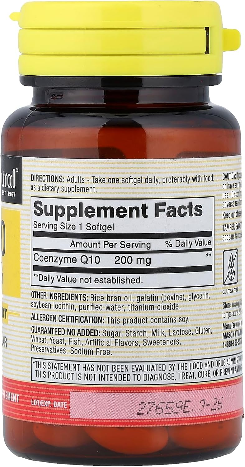 Mason Vitamins Q-10 Co-Enzyme Softgels, 200 mg, 30 Count