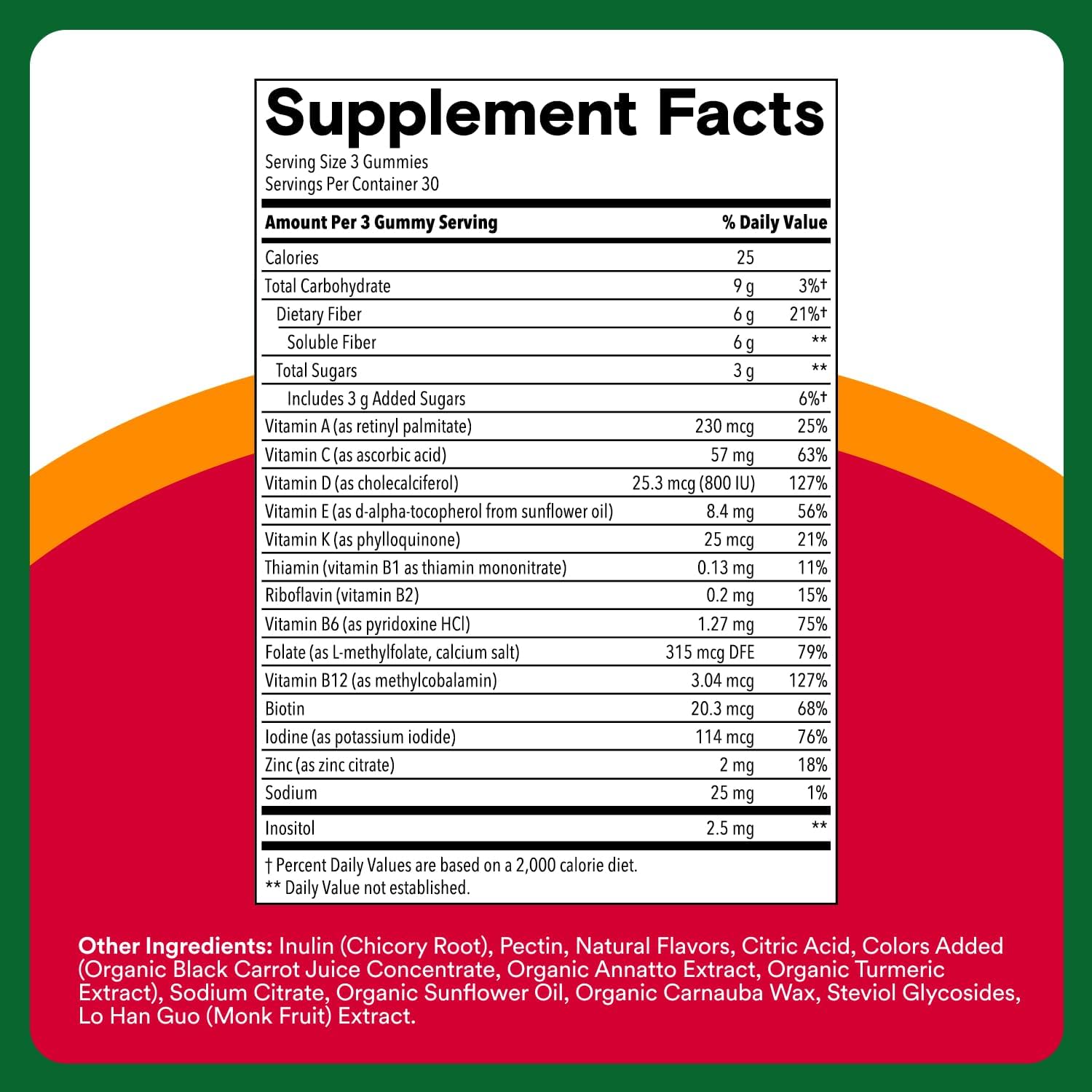SmartyPants Fiber Supplement & Multivitamin for Men & Women, Prebiotic Fiber Gummies with Omega 3 (DHA/EPA), Vitamin D3, C, Vitamin B12, B6, A, K & Zinc, 90 Count (30 Day Supply)