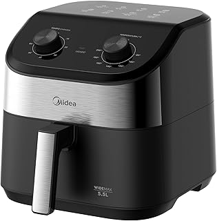 Fritadeira Midea Air Fryer 5,5L, design de dois botões, ampla faixa de temperatura de 80°C a 200°C, cesto antiaderente e prato para vegetais, 1900W, 220V, FWM55P2 - Produto 10 mais recomendado com 5 estrelas
