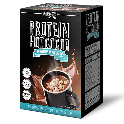 Miniatura 6 de Chocolate caliente proteico, mezcla de chocolate caliente Keto, cacao caliente bajo en carbohidratos, 0.55 onzas de proteína, 0.7 onzas de