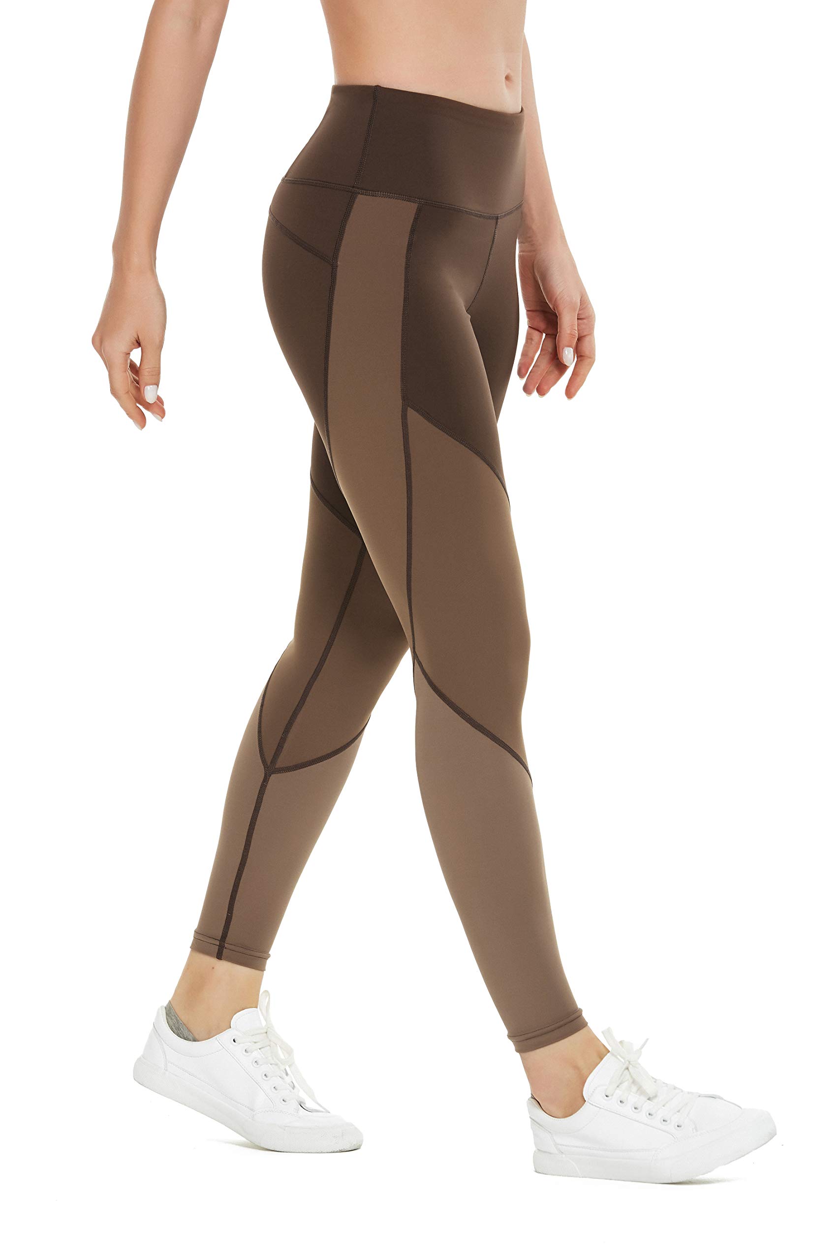 QUEENIEKE Women Workout Leggings Color Blocking Mid-Waist Running Tights 8031