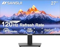 SANSUI 27 Inch Monitor, IPS 120Hz Computer Monitor Full HD 1920 x 1080P with HDMI DP Interfaces, Eye Care, Frameless, 100 x 100mm VESA Mountable (HDMI Cable Included)