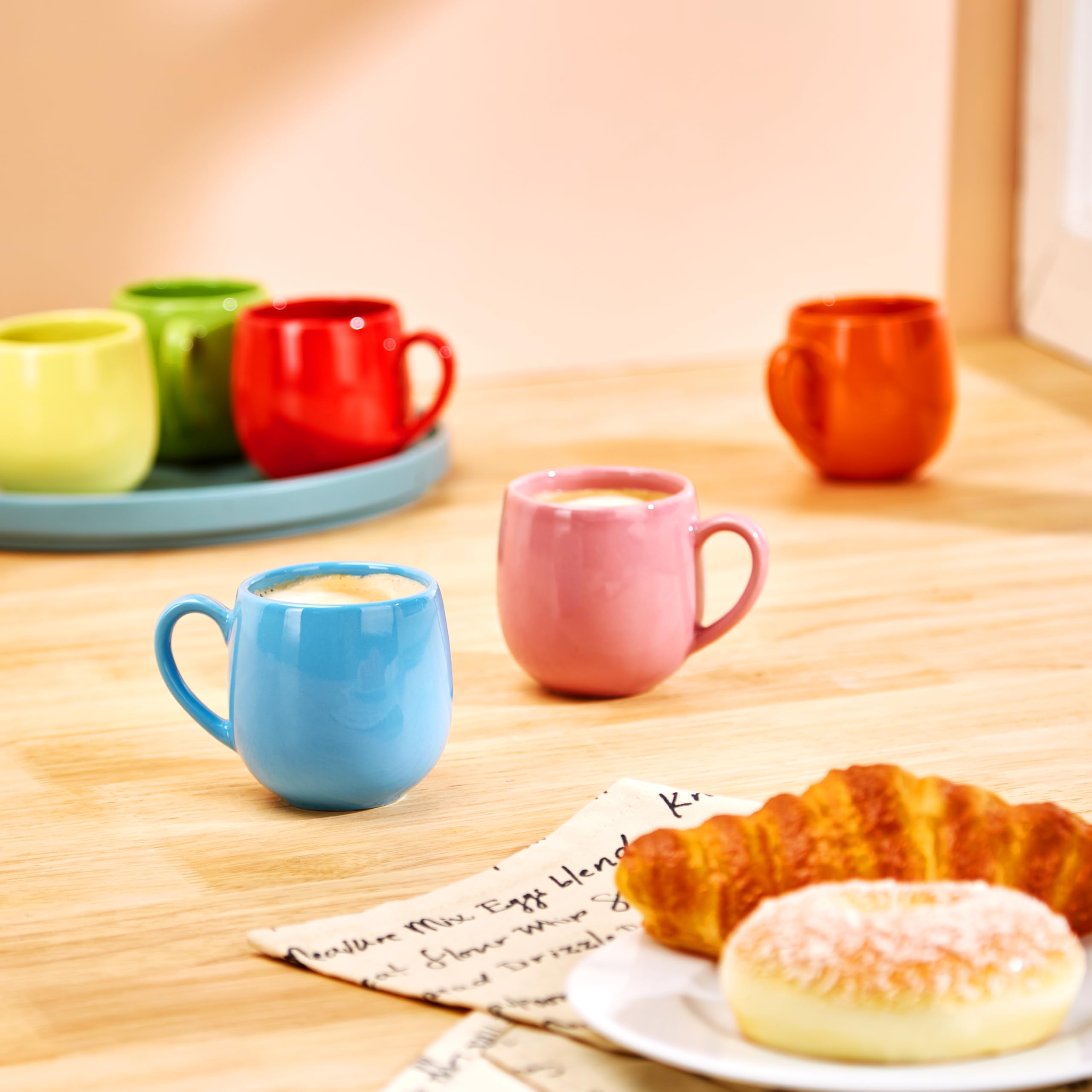 Solimo Ceramic Coffee Mugs | 100% Food Grade | Microwave Safe (180 ml, Set of 6, Multicolour) 4