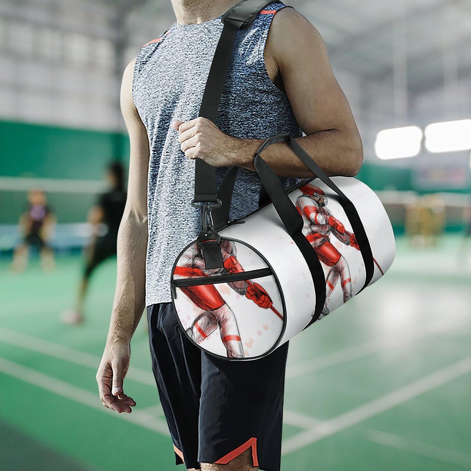 Joueur De Hockey sur Glace Sac De Sport Gym Sac De Voyage Sac Week-End Duffel Bag pour Camping Randonnée Voyage 45x23x23cm