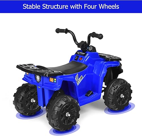 Vista 26 de OLAKIDS Vehículo cuatrimoto motorizado para niños y niñas con luces, MP3, USB (Azarin)