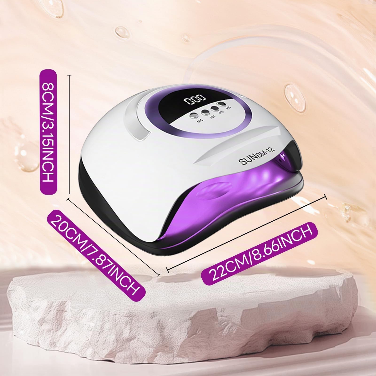 Lampada per unghie UV LED da 300 W, asciuga unghie professionale, smalto gel, luce UV per unghie con 72 perline, 4 impostazioni timer, sensore automatico, display LCD