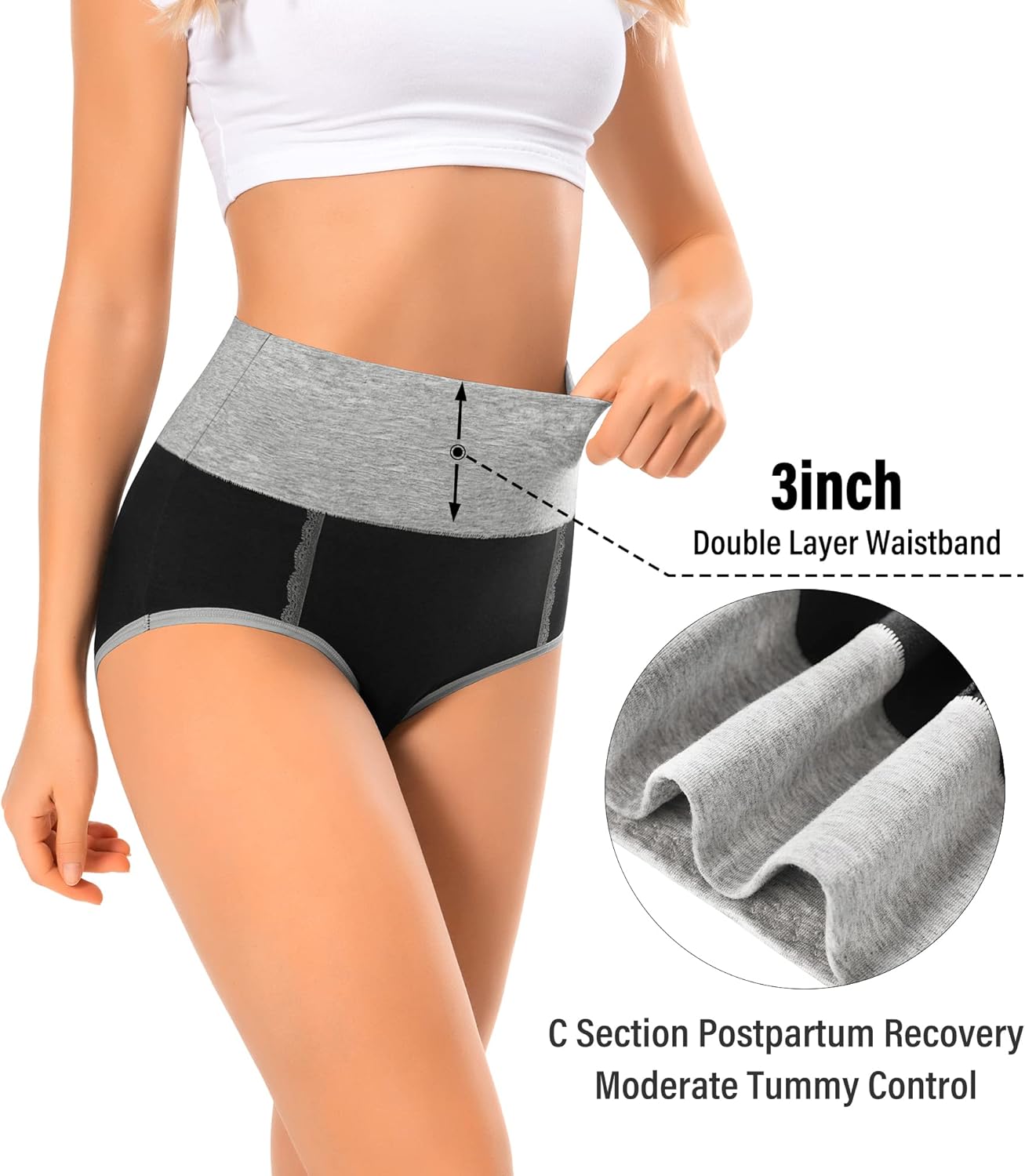 MISSWHO Cotton High Waisted Womens Underwear Soft Stretch Breathable Full Coverage Ladies Panties Multipack - Image 6