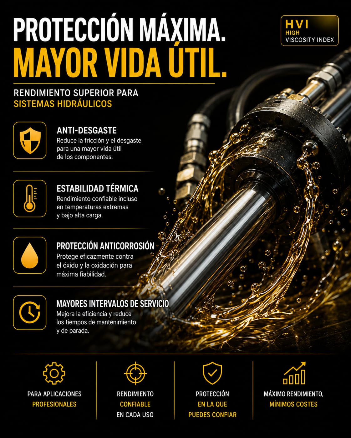 Aceite Hidráulico ISO VG 22 HVI 5L – Alto Índice de Viscosidad – Protección Antidesgaste y Anticorrosión – Para Sistemas Hidráulicos, Maquinaria Agrícola e Industrial