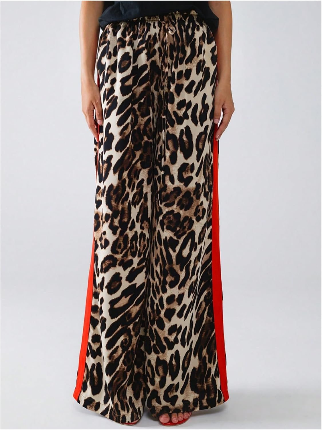 SHENHE Women's Cheetah Print Wide Leg Baggy Pants Y2k Side Loose Streetwear Trousers - Image 4