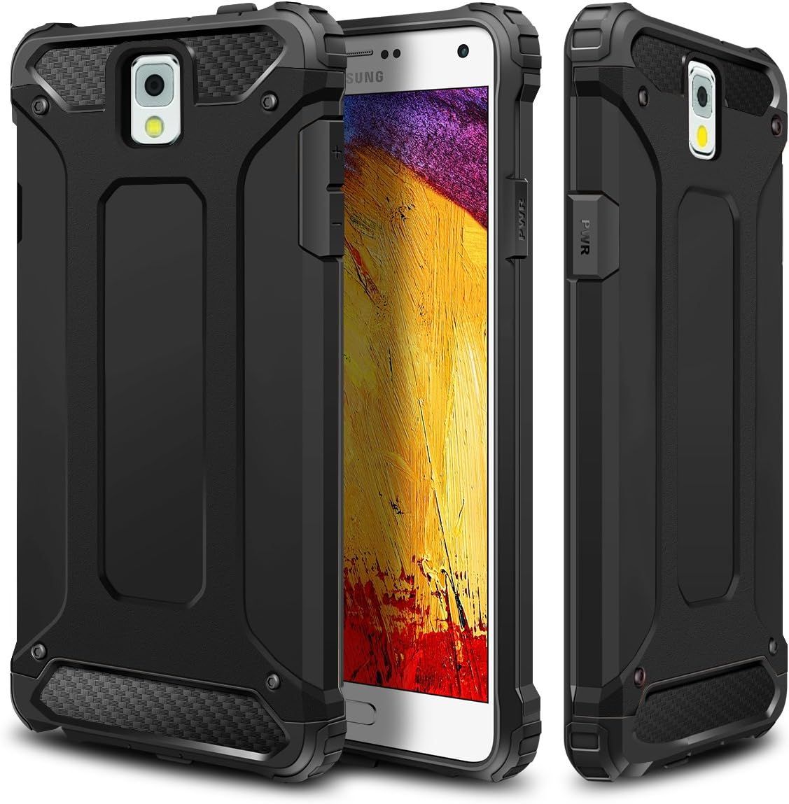 WOLLONY Galaxy Note 3 Case, Rugged Hybrid Dual Layer Hard Shell Armor Protective Back Case Shockproof Cover for Galaxy Note 3 Case - Slim Fit - Heavy Duty - Impact Resistant Bumper(Black)