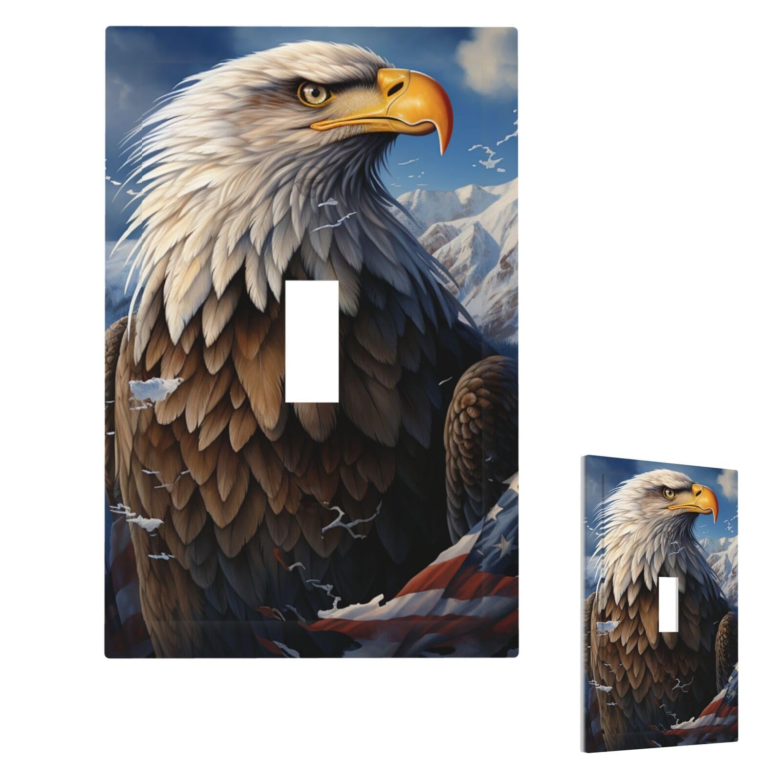 Fekiloot Single Toggle Eagle Wall Plate Cover Modern Decorative 1 Gang Light Switch Cover Unbreakable Receptacle Outlet Covers For Living Room Bedroom Home Decor