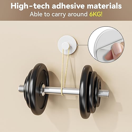 Miniatura 2 de Gancho de pared adhesivo para abrigo y toalla extra pegajoso 12 libras (máx.), perchero de acero inoxidable, color blanco, paquete de 6 unidades de