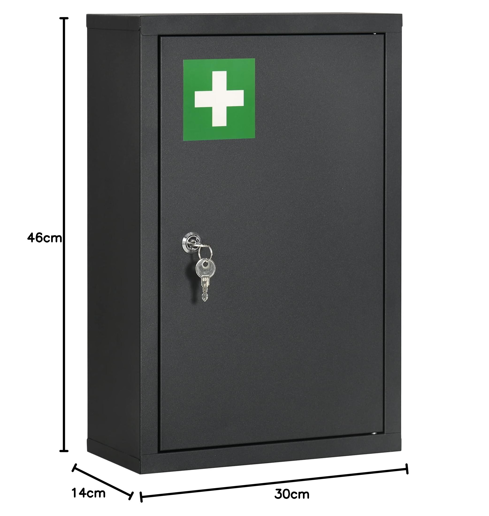 kleankin Armoire de Pharmacie Murale 3 étagères 30x14x46 cm Noire