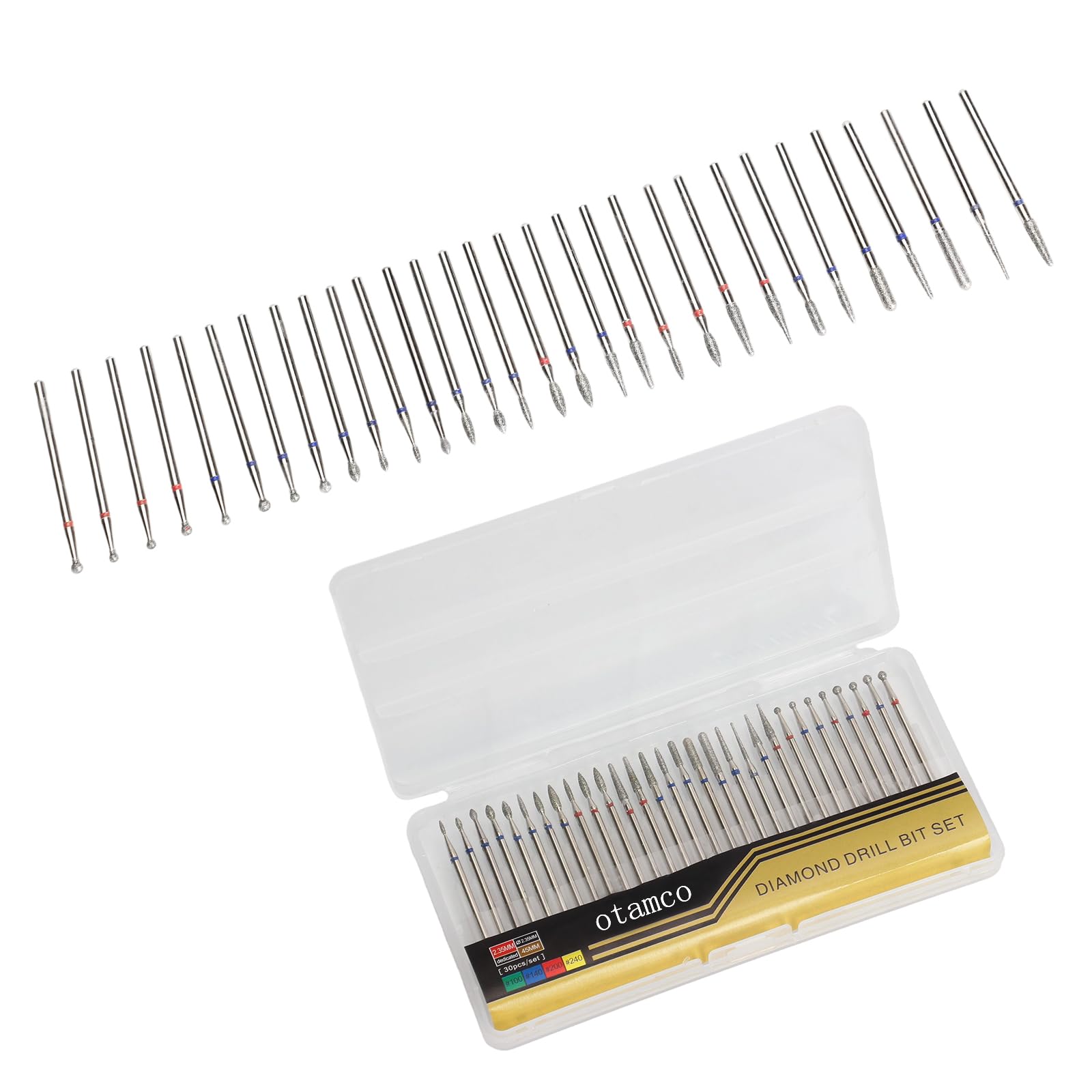 Juego de brocas de uñas de diamante de seguridad profesional, brocas de cutícula de carburo de 3/32 pulgadas para manicura y pedicura eléctricas, 30 piezas 2