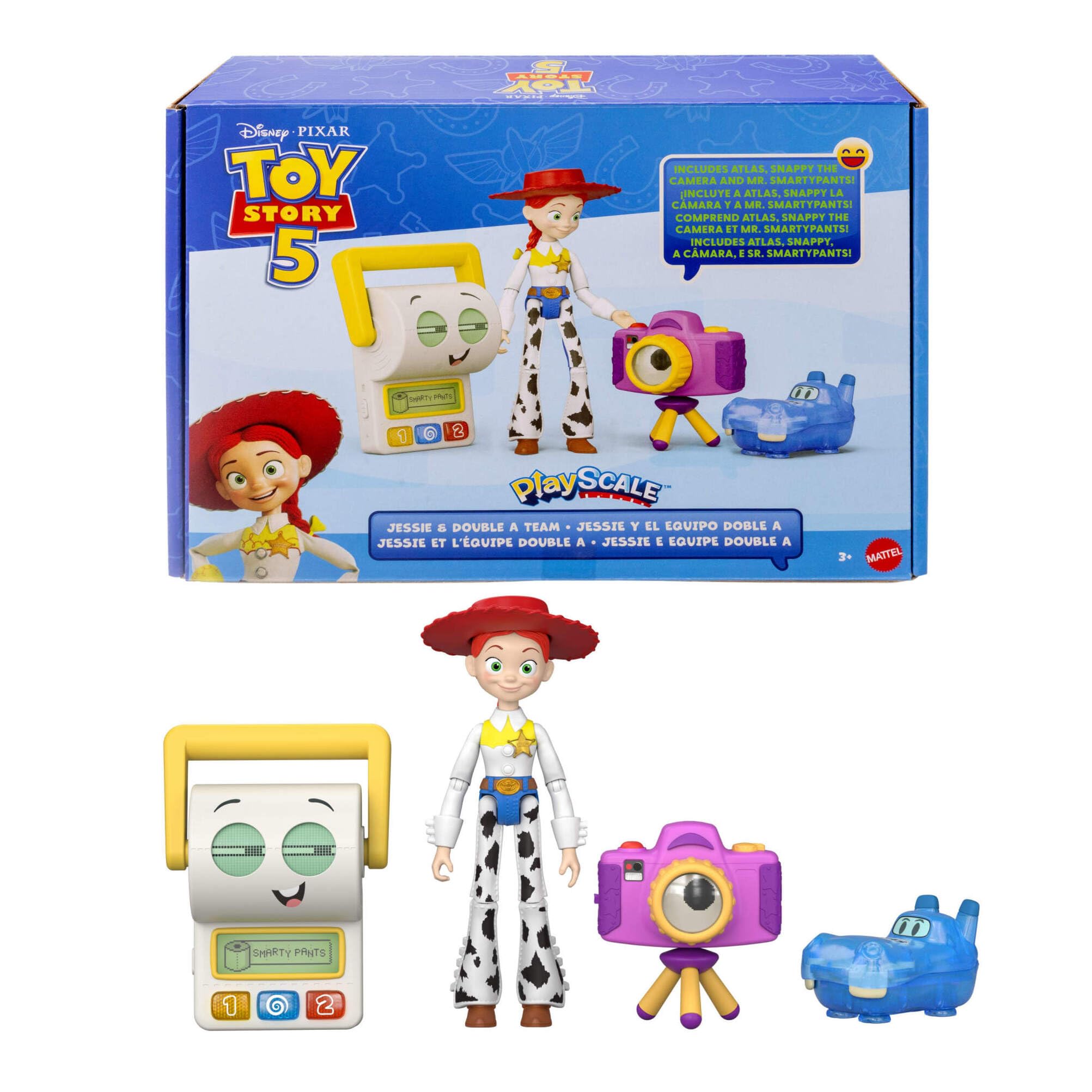 Mattel Disney Pixar Toy Story 5 Jessie y el Equipo Doble A Multipack con Figuras articuladas de acción de 17,78 cm a Escala de Juego, JLR69