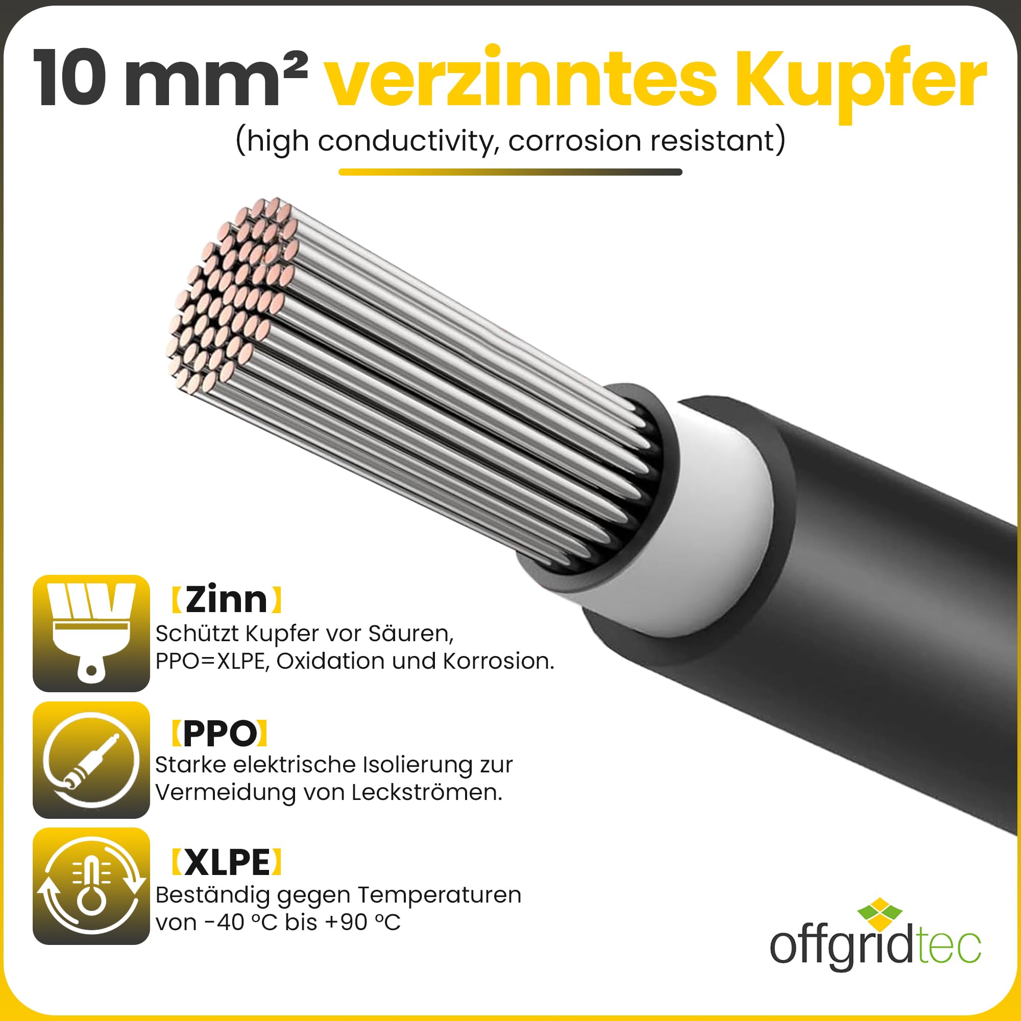 Offgridtec Offgridtec - Cavo di collegamento professionale, 10 mm2, modulo solare per regolatore di carica