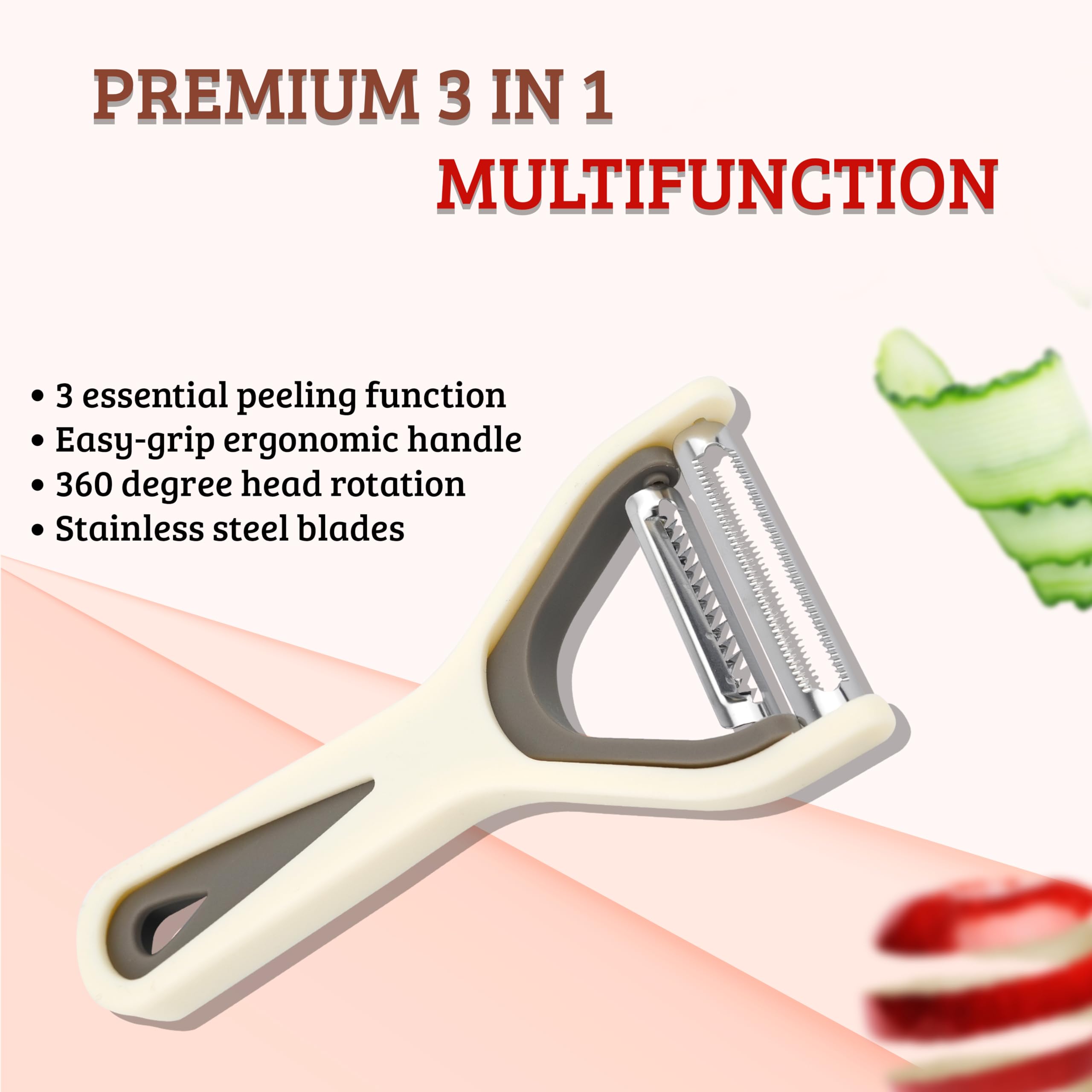3-in-1 Stainless Steel Peeler - Julienne, Straight & Serrated -3 3-in-1 Stainless Steel Peeler - Julienne, Straight & Serrated -3