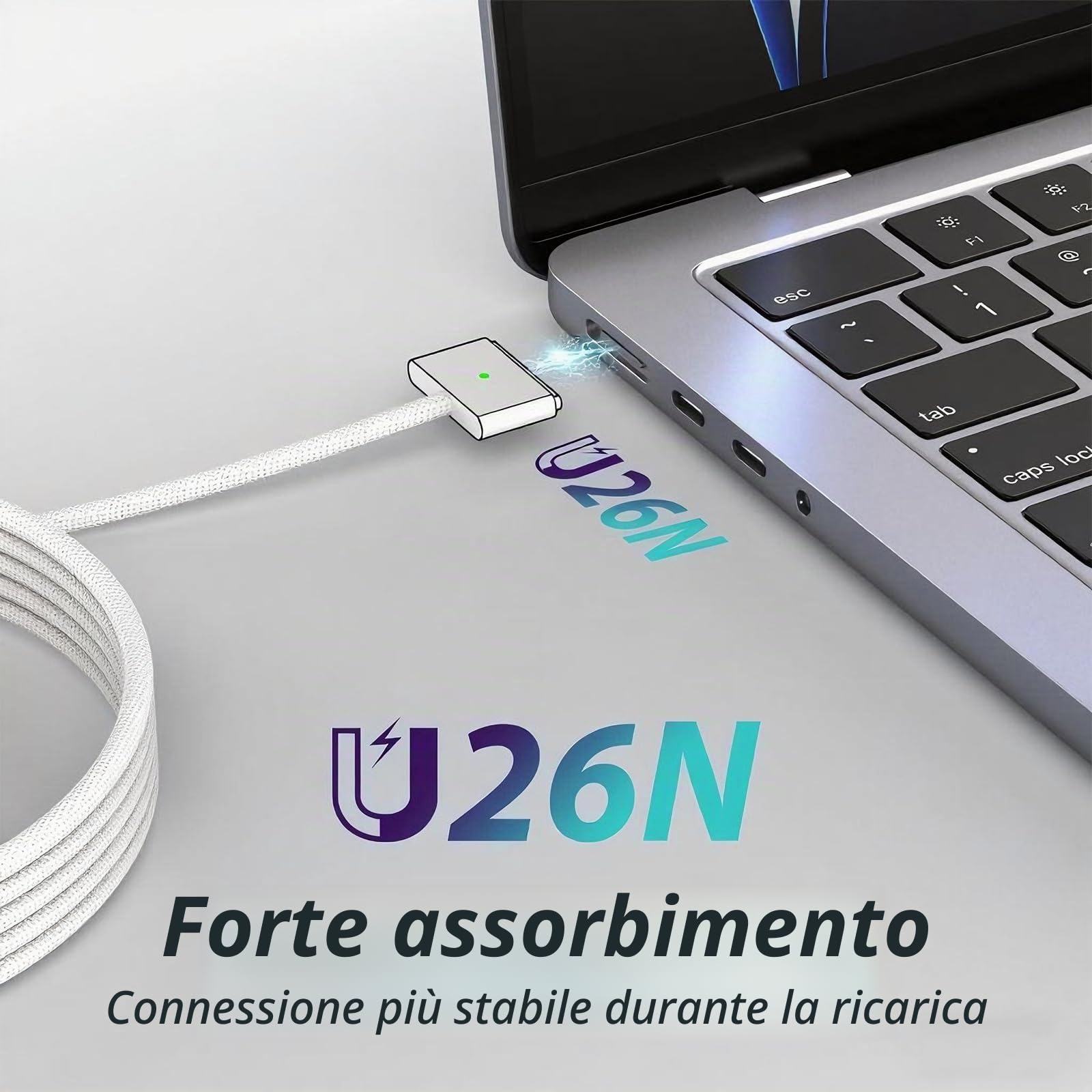 Caricabatterie da 96 W per MacBook Pro 16 14" Mac Air 15 13" 2025 2024 2023 2022 2021 M1-M4 Tipo C Adattatore di alimentazione rapido e cavo da tipo C a 3 cavi magnetici da 2021-2025