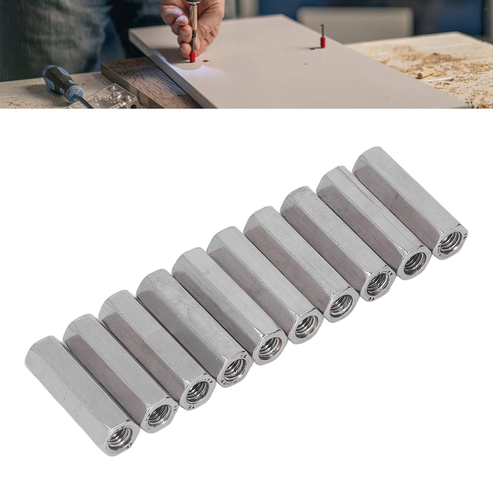 Dadi Prolunga Filettati 1/2-13 100 Dadi Di Accoppiamento Esagonali - Foto 2