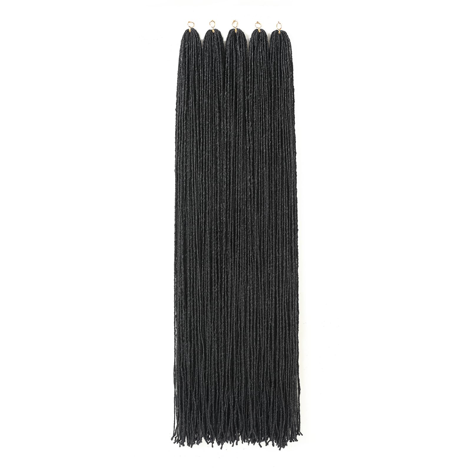 GUOHUI Micro Faux Locs Crochet Hair, 36 Inch 5 Packs Color Jet Black DIY Braids Straight Styles (36",1)