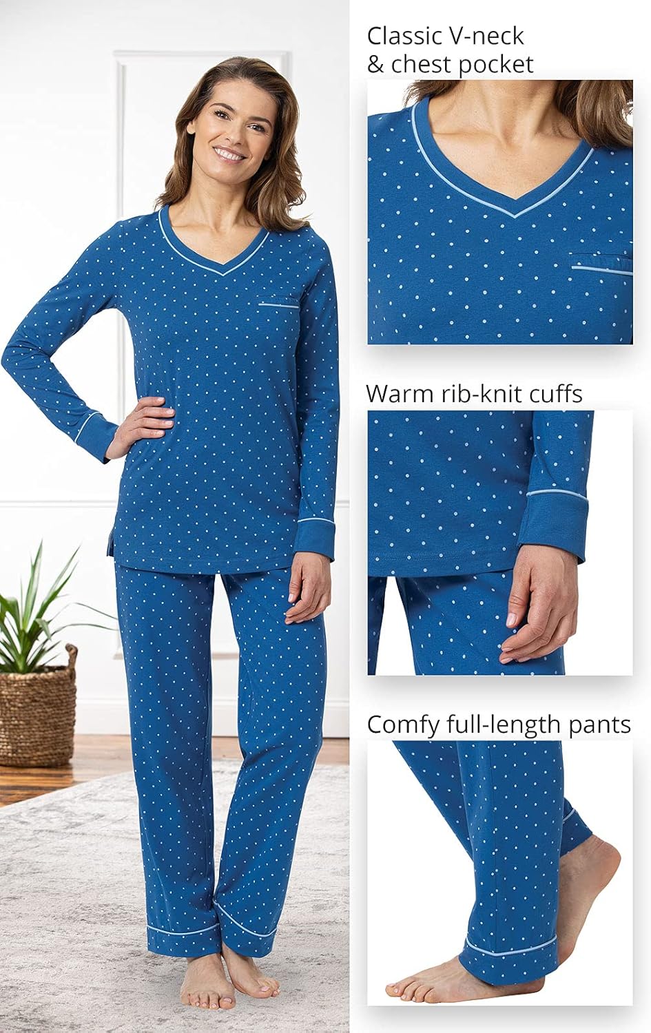 PajamaGram Pajamas For Women - Womens PJ Sets, Pullover Top, 100% Cotton - Image 4
