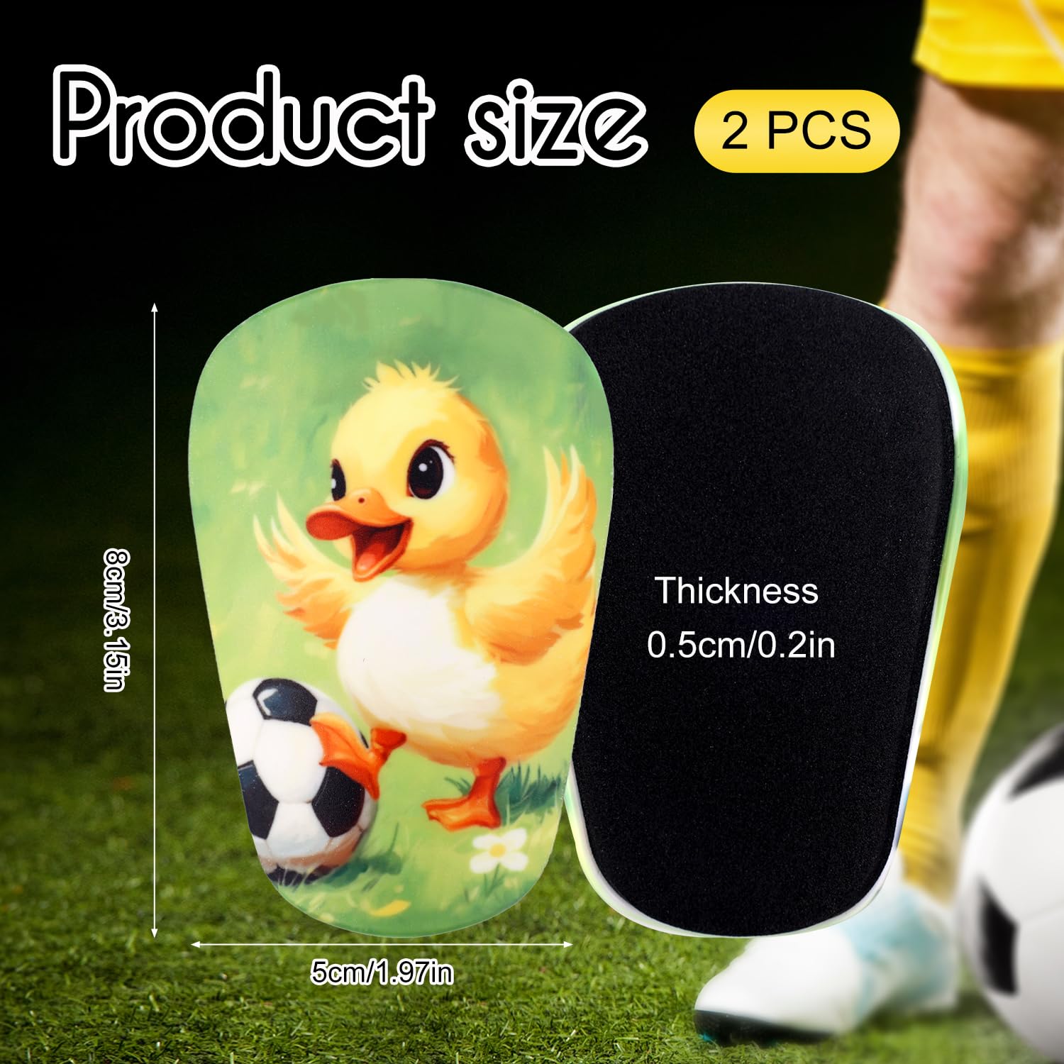 2pcs Mini Soccer Shin Guards, Small Protective Shin Guards Comfortable Soccer Miniature Shin Guard Tiny Shin Guards Youth Soccer Shin Pads for Men Women Boys Girls (Soccer Duck)