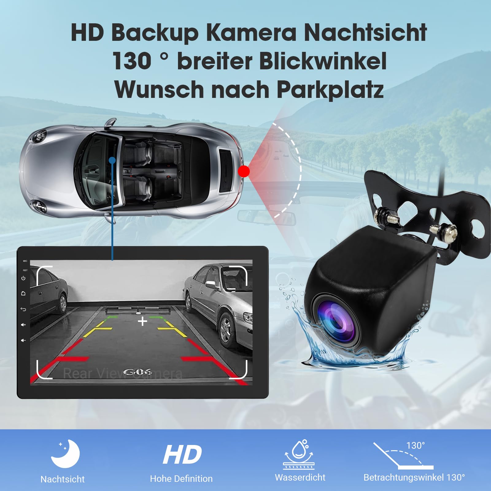 Haudio 1 Din Autoradio, 10.1 Zoll Drehbar Bildschirm, Auto Stereo mit Wireless Apple CarPlay & Android Auto, Car Play Touch Screen mit 720P Rückfahrkamera,Mirror Link, Sprachsteuerung, RDS/FM/AM Radio