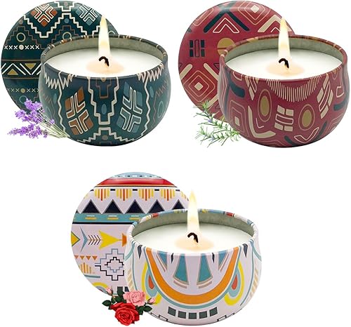 Sctress - Juego de velas de regalo para mujer, 2.5 onzas, paquete de 3 unidades, hechas con cera de soja y aceites, alivio del estrés y aromaterapia