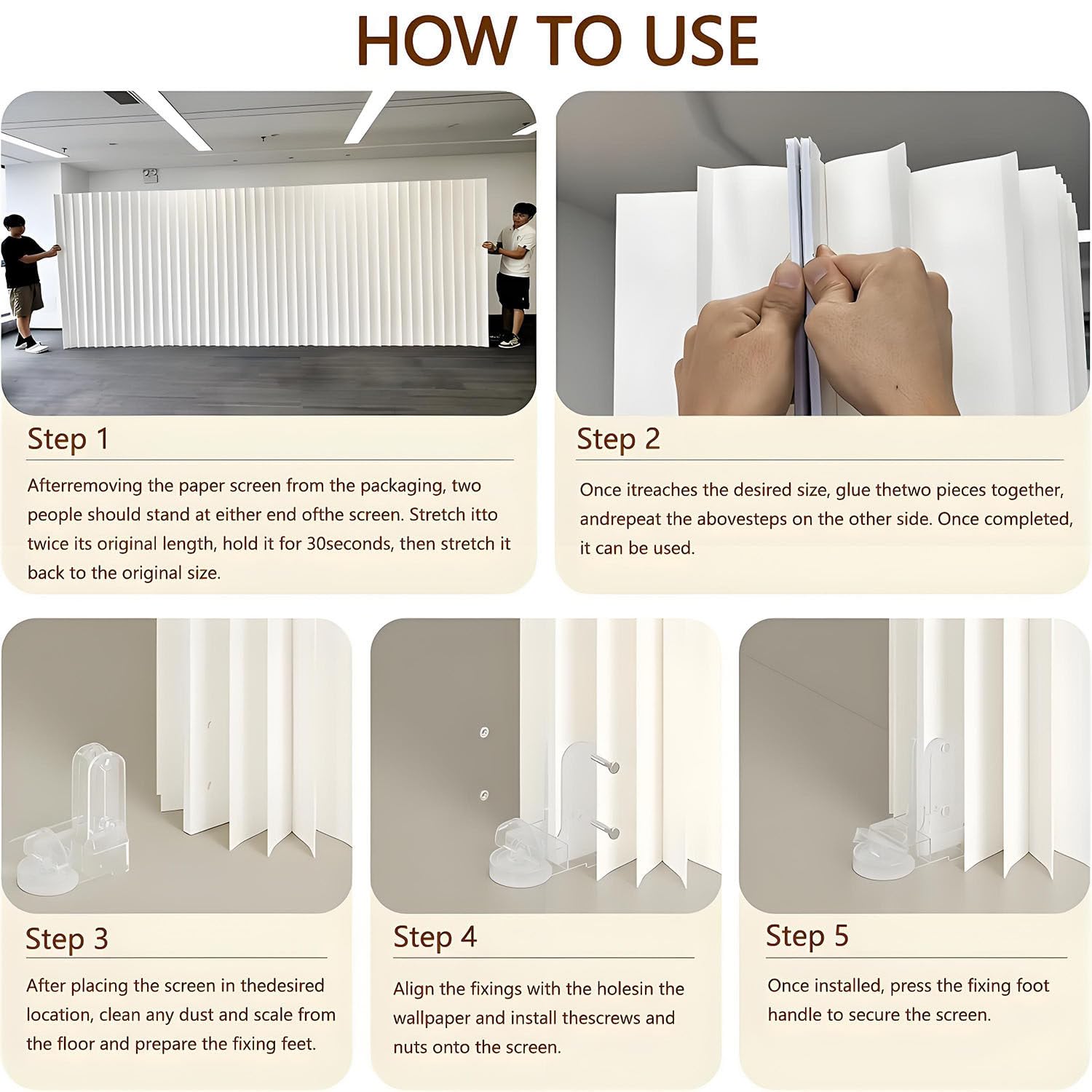 Separador de ambientes de papel, mampara divisoria de oficina portátil, pantalla divisoria de papel plegable para privacidad, separador de ambientes, mampara independiente para interiores White-3x2m
