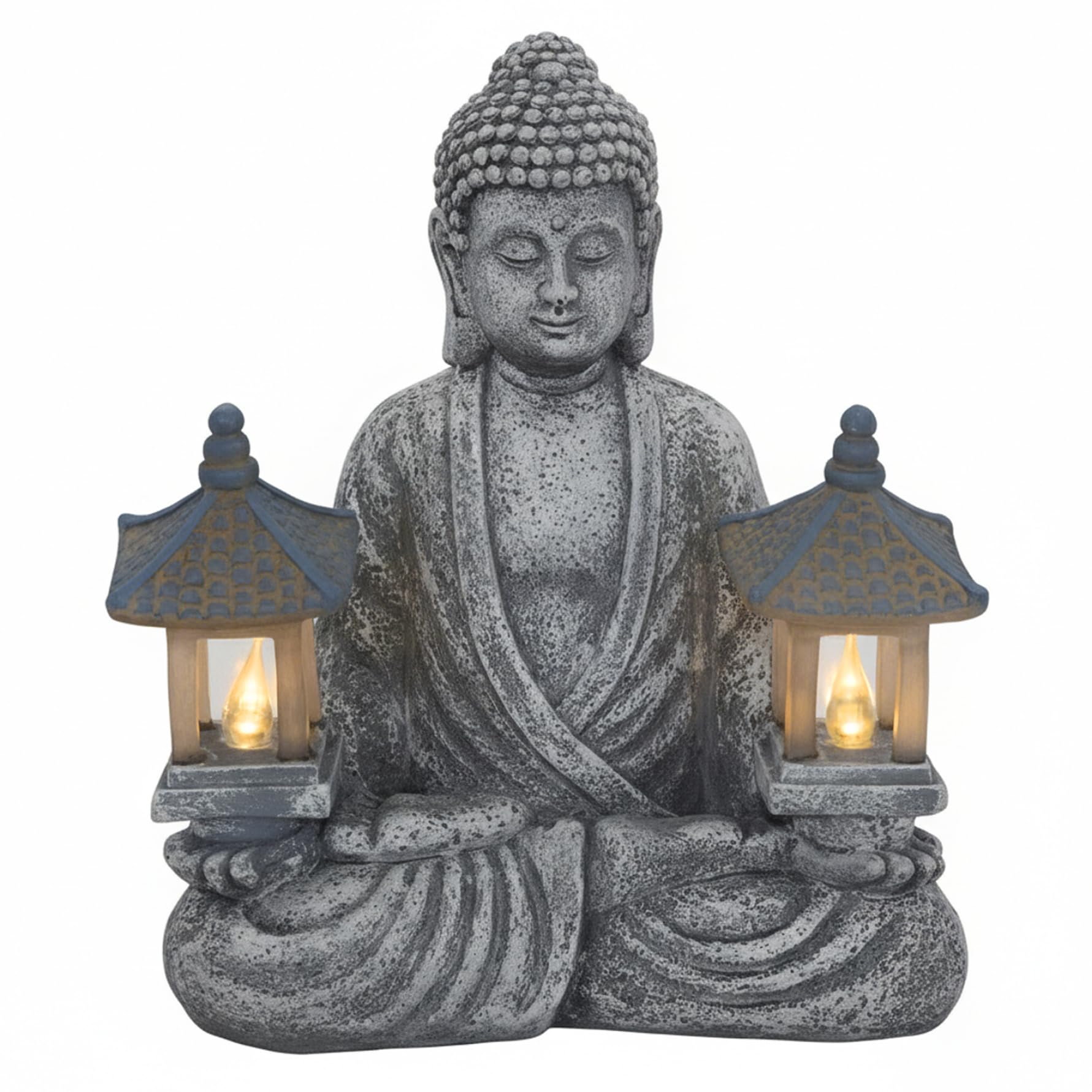 Statue de Bouddha d'extérieur, décoration de Bouddha Solaire avec phares LED, Statue Jardin en résine étanche pour Jardin, Maison, Patio, pelouse 20, 3 x 11, 4 x 23, 1 cm