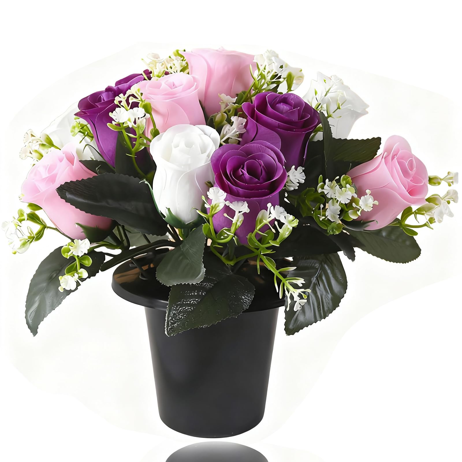 BYYDANFC Artificial Flowers for Graves, Flowers for Graves, Grave Flowers Artificial in Pot Suitable for Cemetery Decoration Tribute and Commemoration