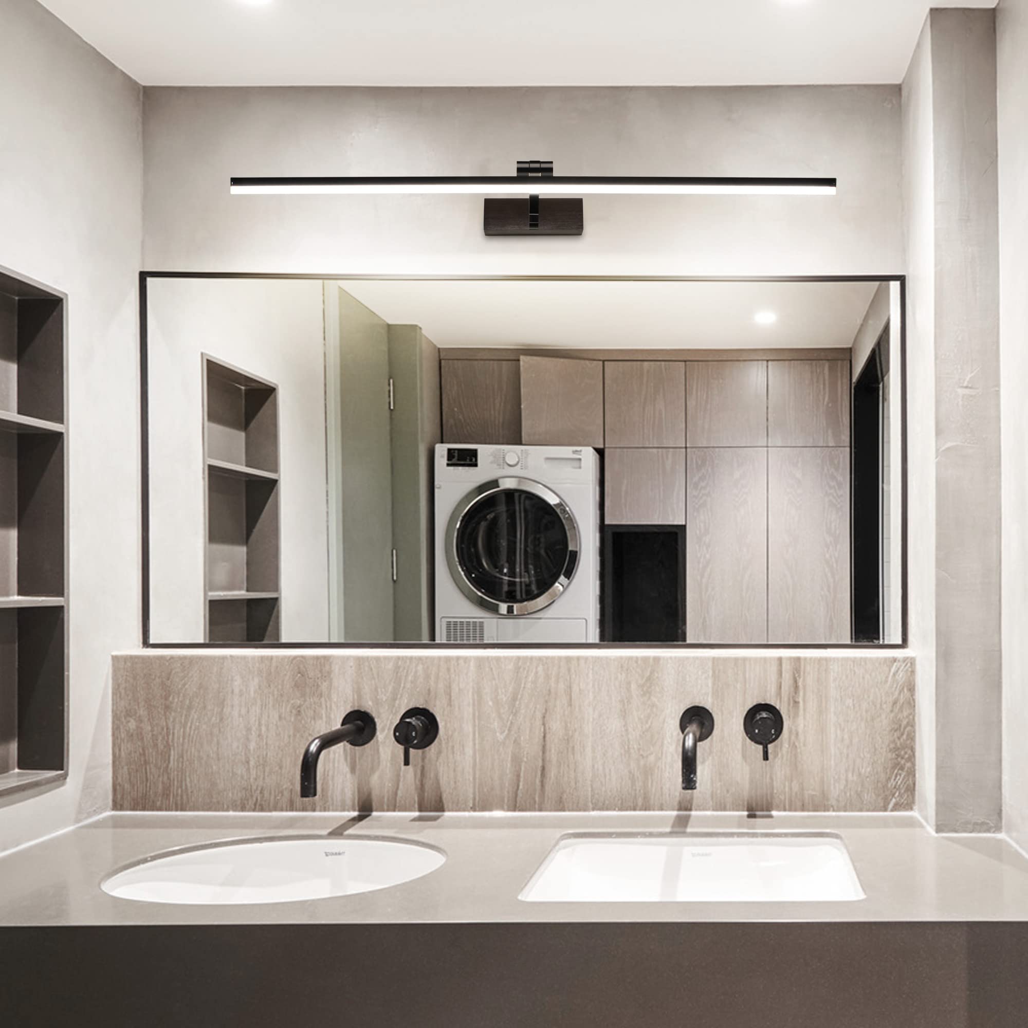 MantoLite Einstellbare Farbtemperatur Bild Wandleuchten, 16W 80CM Schwarz Waschtisch Badezimmer Verstellbarer Wandleuchter Beleuchtung Fixture Nachttisch Kosmetikspiegel Licht 3000K/4500K/6000K