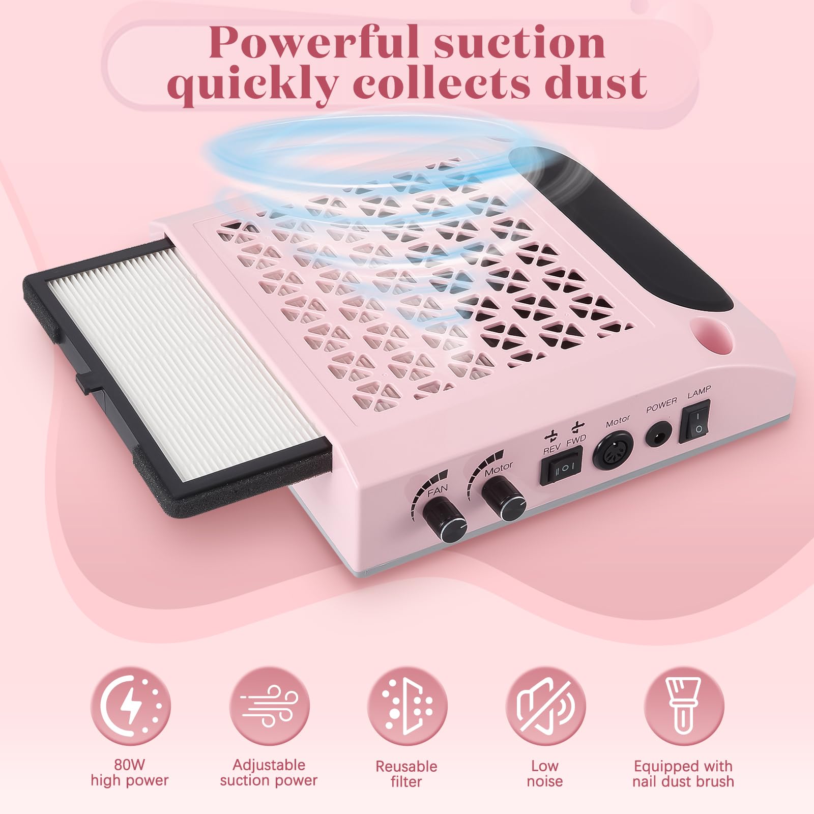 4-in-1 Multifunctional Nail Dust Collector with LED Light & 30000RPM Electric Nail Drill - Image 2