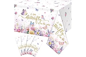 4 Pack Butterfly Baby Shower Tablecloth, Little Butterfly is On The Way Decorations