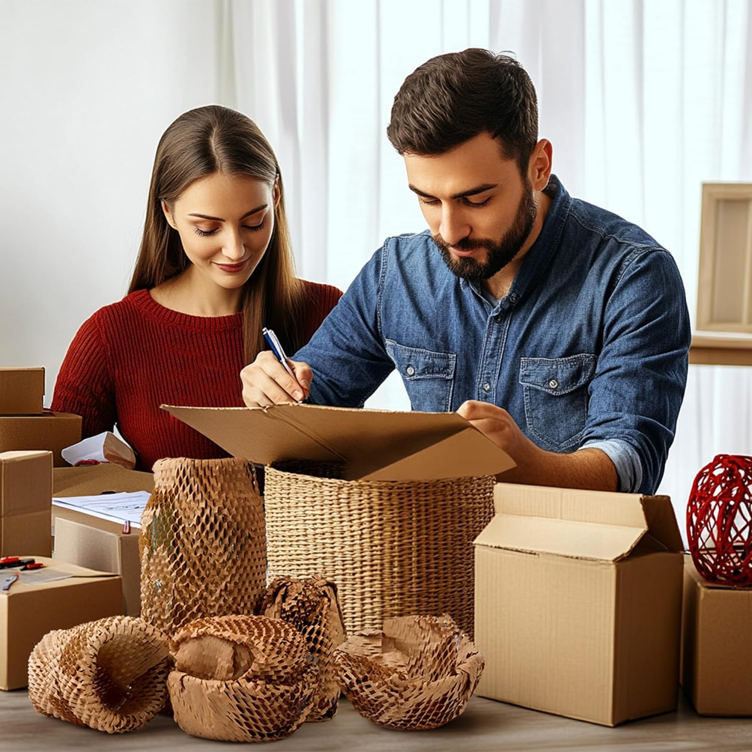 Luftpolsterfolie, 38,1 x 50,8 m, zum Umziehen, Schutzrolle, recycelbar und biologisch abbaubar, Polsterung, Verpackungsmaterial, umweltfreundliche Verpackung
