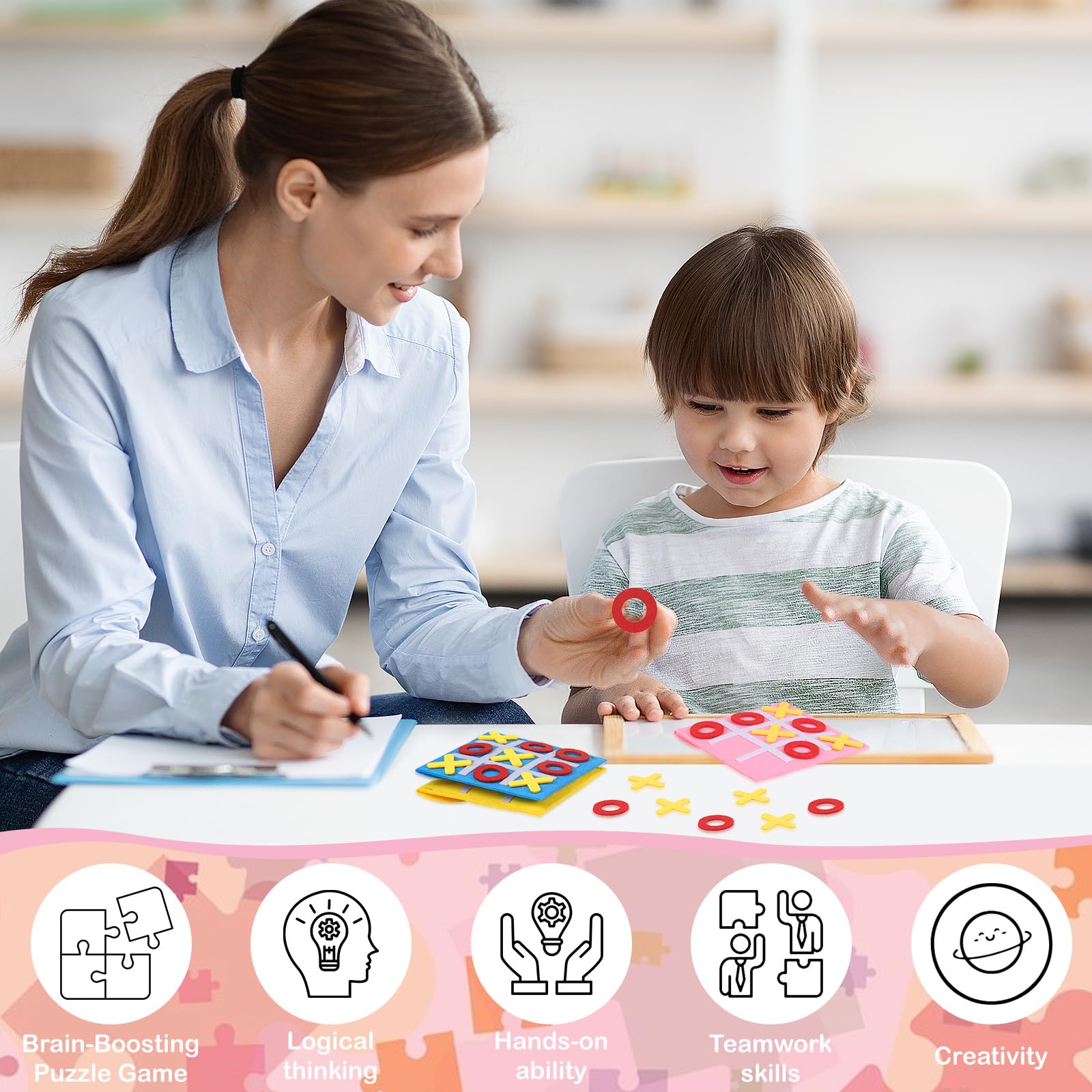 12 Stück Tic Tac Toe Filz-Spielsets – Je 12x12 Cm, Bunt, Inkl. X & O, Mitgebsel Für Kindergeburtstag