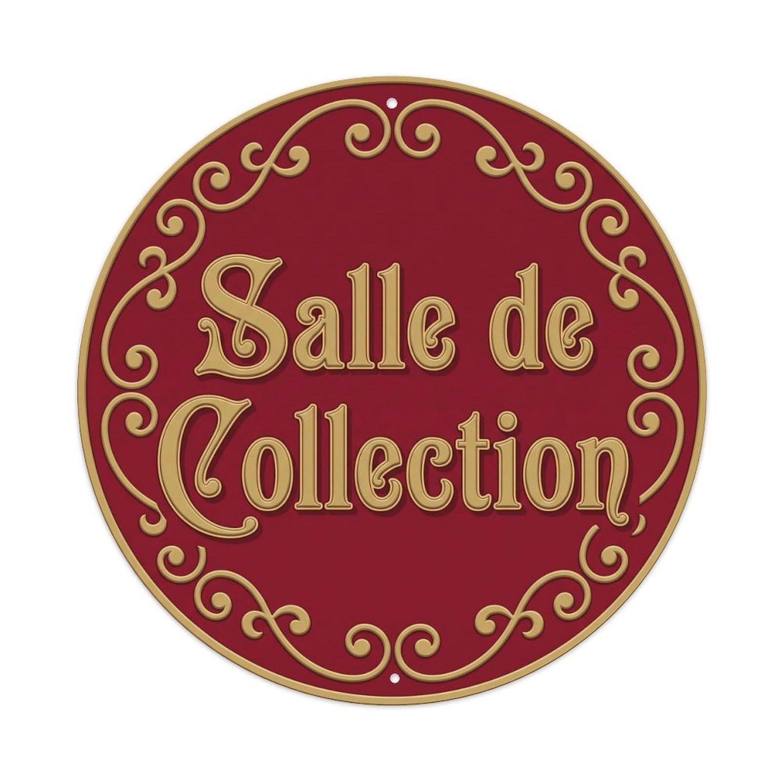 Metal Tin Sign Vintage Salle De Collection Text Scroll