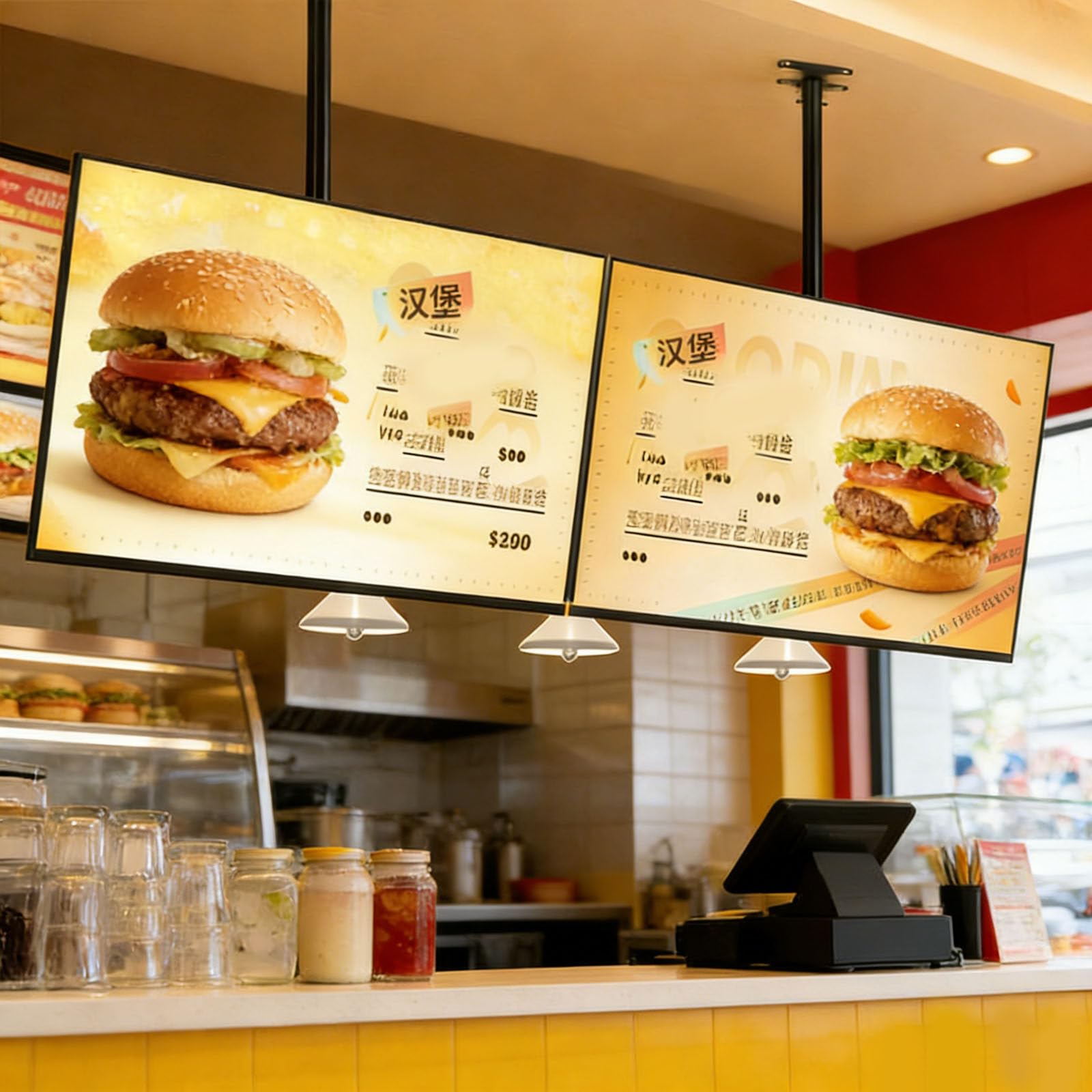 Caja de luz LED retroiluminada para señalización digital, tablero de menú, cartelera montada en la pared para restaurantes y cafeterías