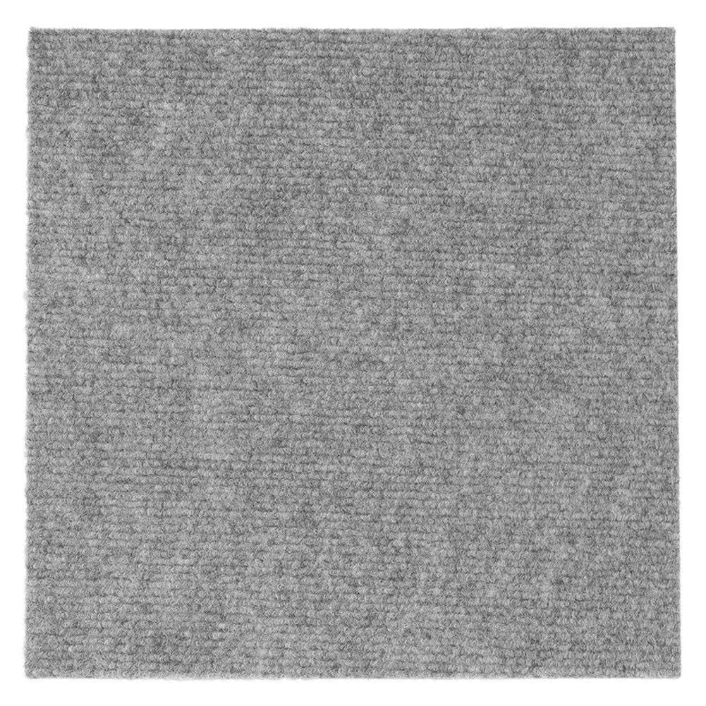 Lot de 12 Dalles de Moquette Autocollantes, idéales for Les résidences, Les Bureaux et Les sous-sols.(Grey-White)