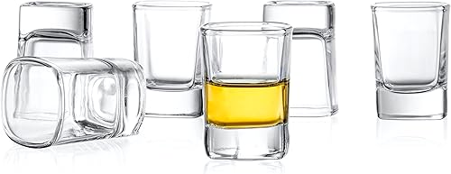 JoyJolt Set de 6vasos de trago corto de base pesada vasos de tragos de 2 onzas
