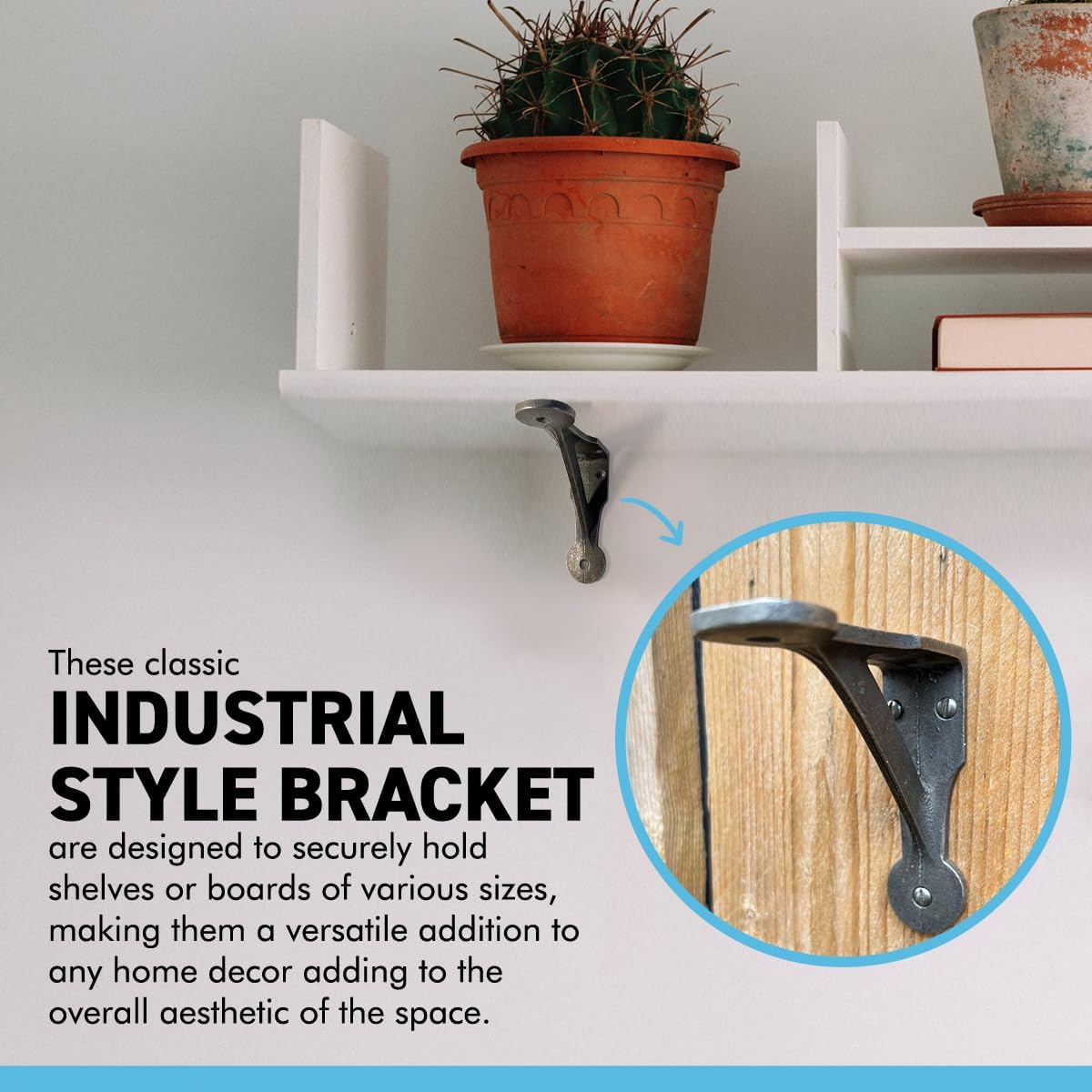 Gallows Penny END Shelf Brackets – 6 X 6 Inch Grey Cast Iron Heavy Duty Bracket for Shelves | Grey Shelf Bracket | Vintage Wall Shelf Bracket