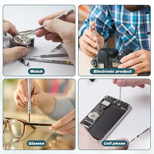 Miniatura 6 de Juego de destornilladores de reloj profesional de 8 piezas, juego de destornilladores de micro precisión de 0.6 a 0.063 in, juego de