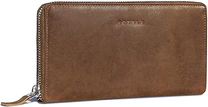 ROYALZ Vintage Women's Purse with RFID Blocker, Genuine Buffalo Leather Wallet, Classic Square Design