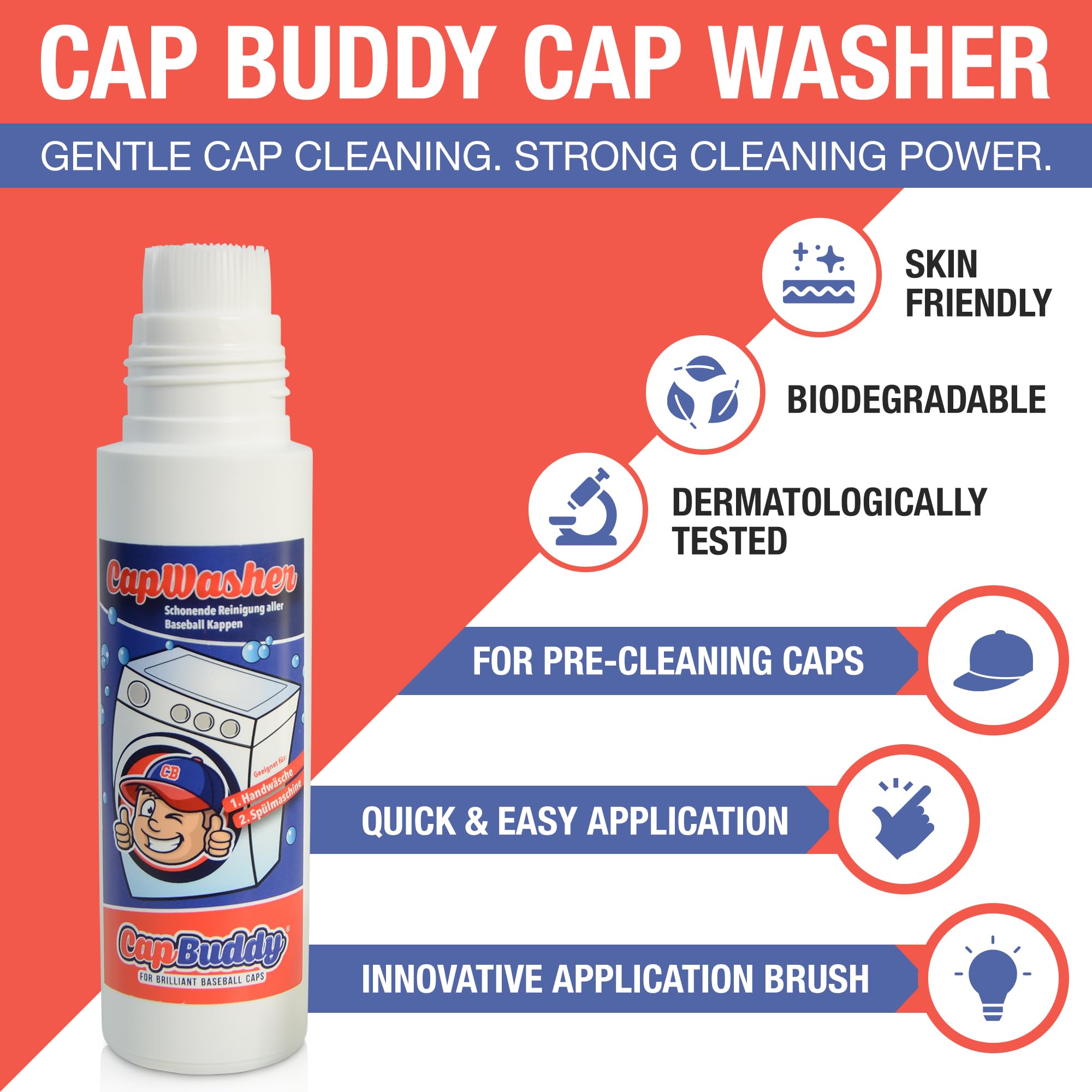 Cap Washer dwupak środka piorącego do delikatnego czyszczenia czapek z daszkiem Capbuddy