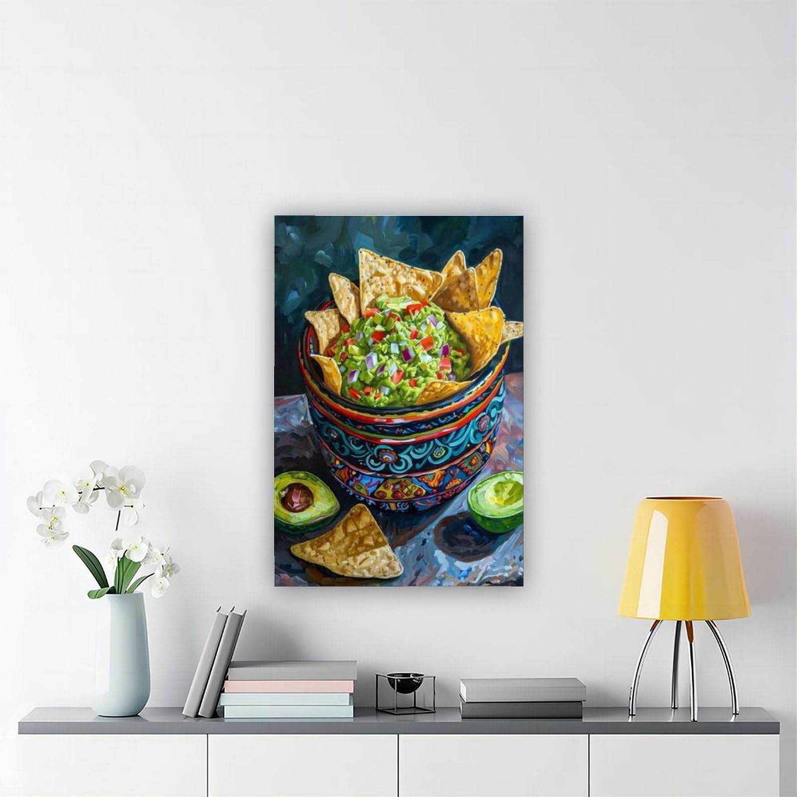 Bunte Guacamole und Chips Kunst-Leinwandposter Schlafzimmer Dekor Landschaft Büro Zimmer Dekor Geschenk 50,8 cm L x 76,2 cm B