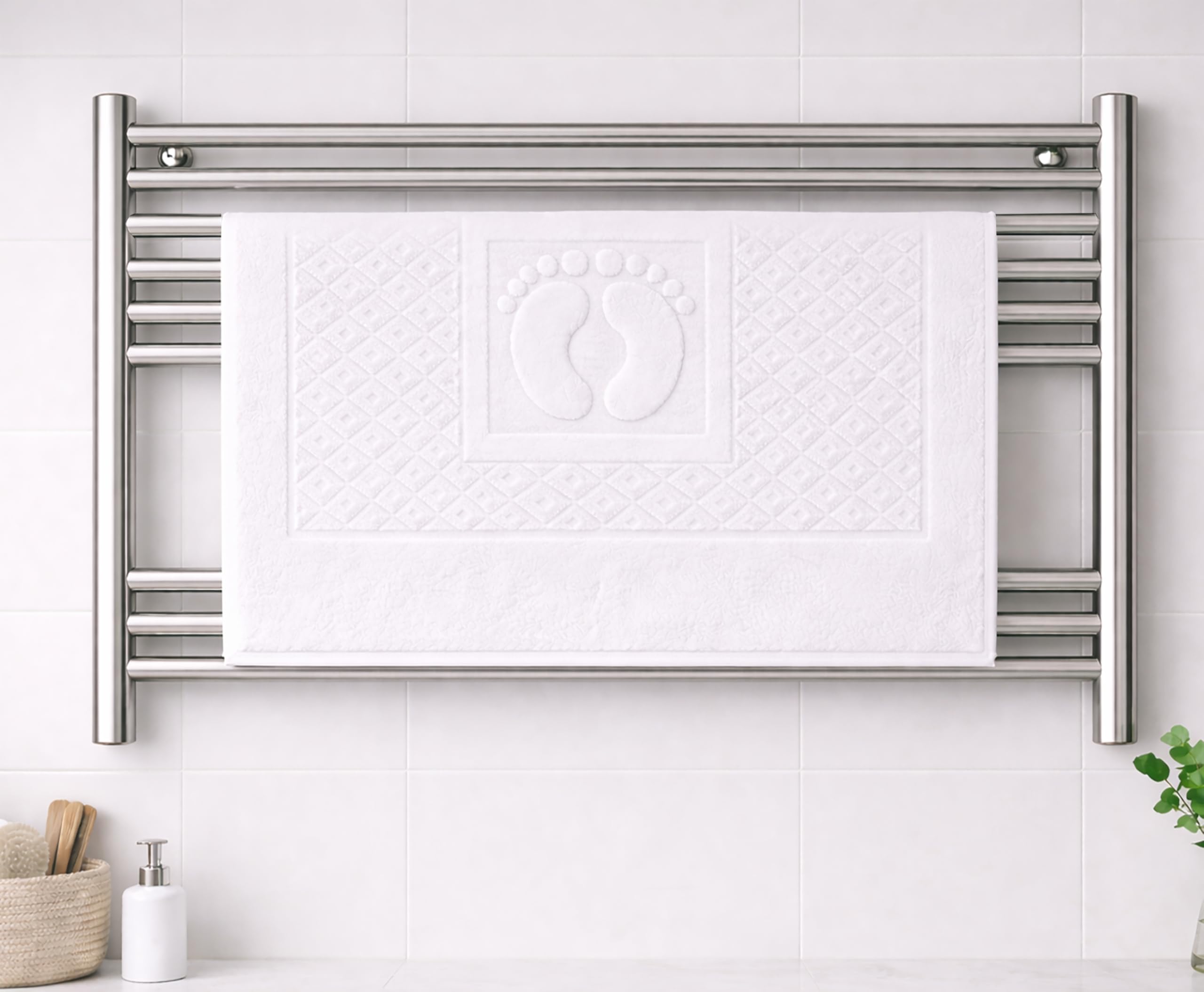 Caramont 12er Set Badvorleger/Badematten 50x70 cm – 100% Baumwolle, Weich und Saugfähig, Schnelltrocknend, Hotelqualität – Weiß – für Badezimmer, Zuhause, Hotel und Spa