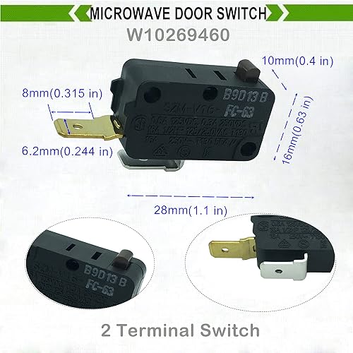 Miniatura 5 de LONYE W10727360 & W10269458 y W10269460 Reemplazo del interruptor de puerta de microondas para microondas Whirlpool SZM-V16-FC-61 SZM-V16-FC-62