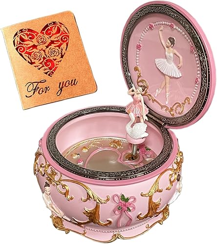 Briskfeel Caja de música clásica de caballos de carrusel con luces LED, resina tallada, caja musical mecánica coleccionable con caballo Sankyo de 18