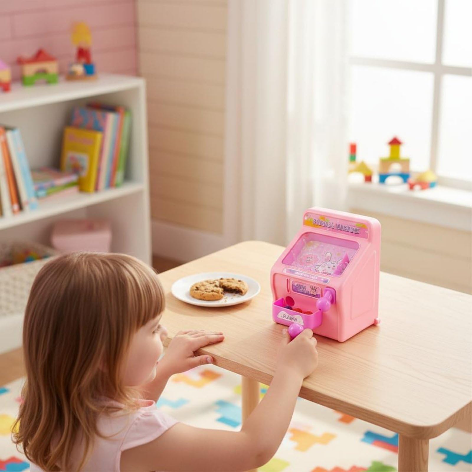 Milageto Juego de para Niños Máquina Pinball Juego de de con Resorte Mini Arcade con Luces LED y Sonidos Plástico Desarrolla Coordinación y Motricidad Fina, Rosa Conejo