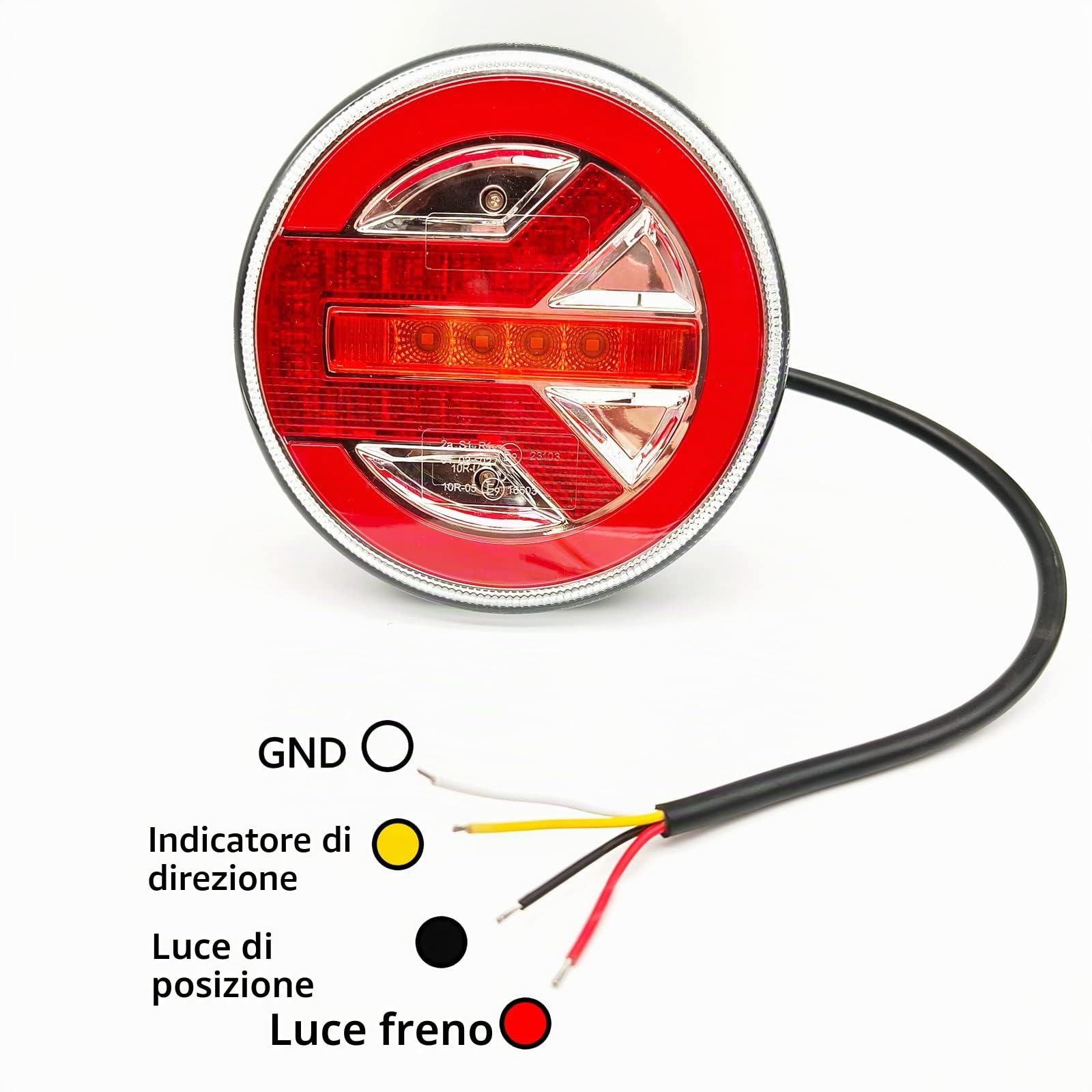 2 fanali posteriori a LED rotondi, 12 V, 24 V, universali, per camion, con certificazione ECE, impermeabilità IP67